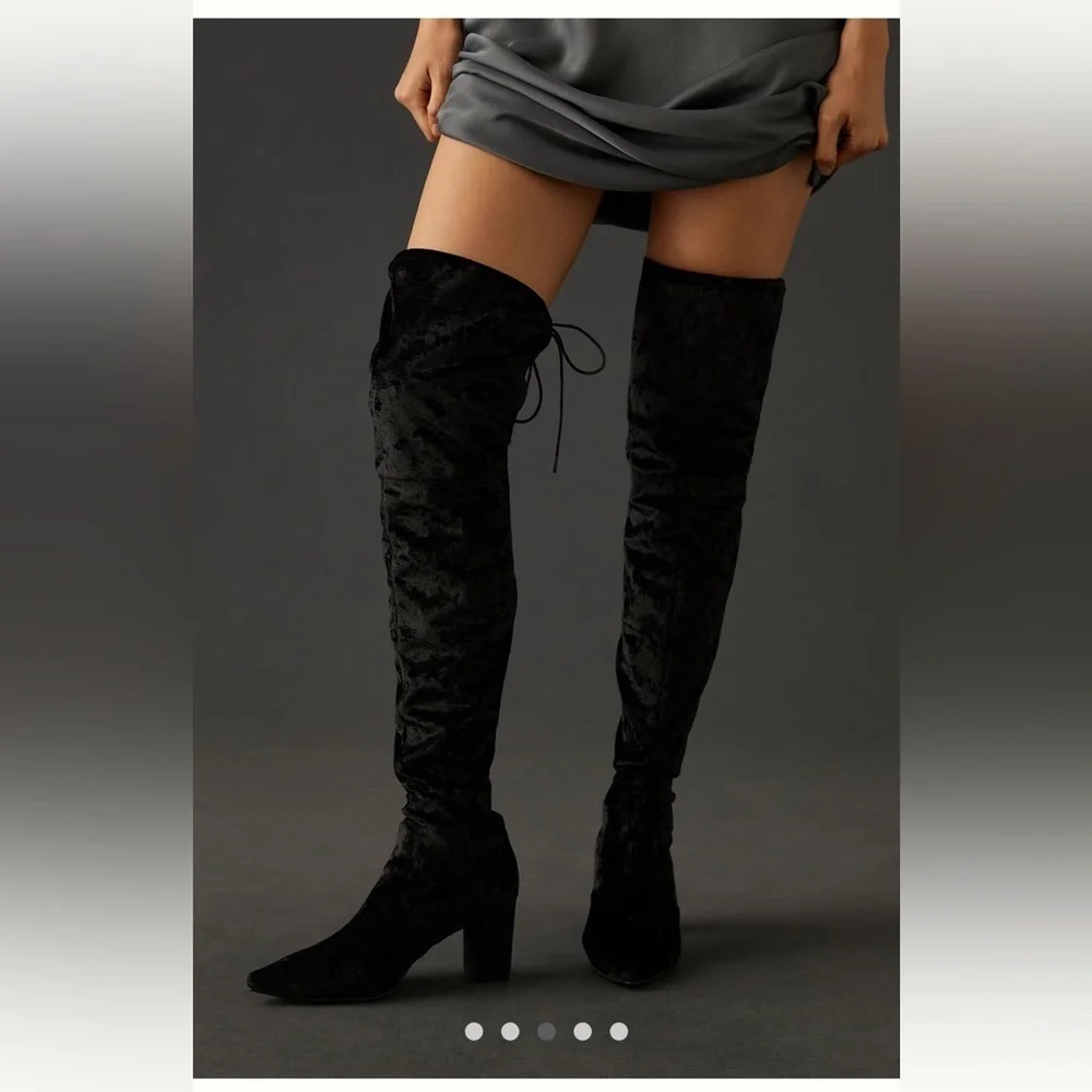 NWT Anthropologie Silent D Black Velvet Over the Knee Boots Size 7 festival WEAR